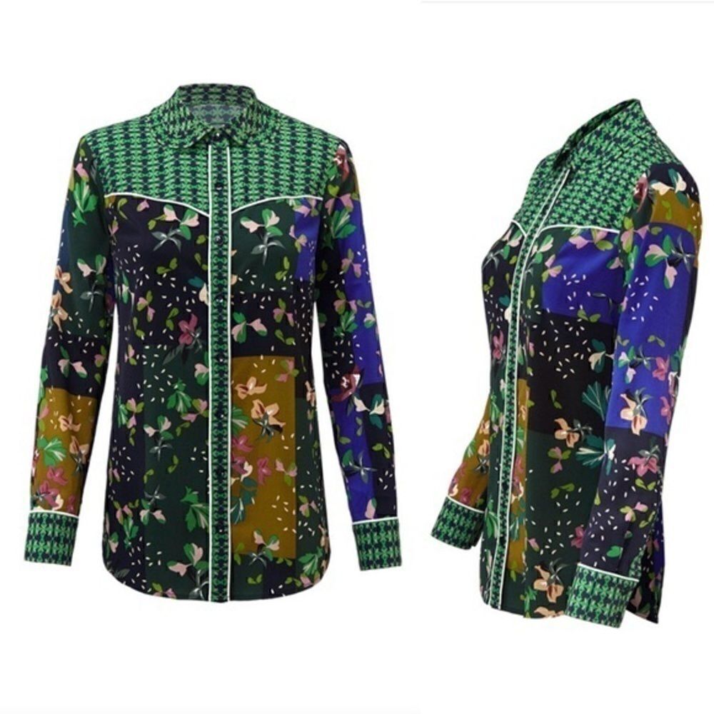 CAbi Bronco Green Button Up Blouse